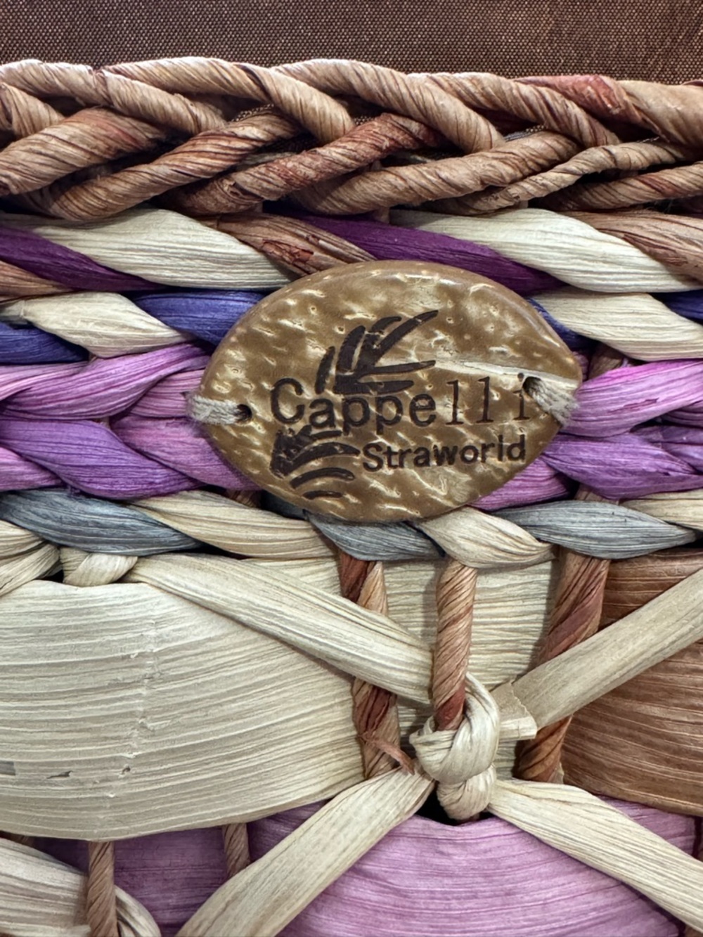 Cappelli Straworld Multicolor Woven Straw Tote — Purple, Pink & Natural - Picture 2 of 12